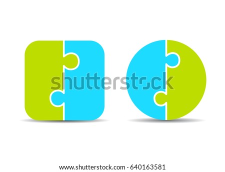 Two part puzzle diagram template, vector eps illustration isolated on white background