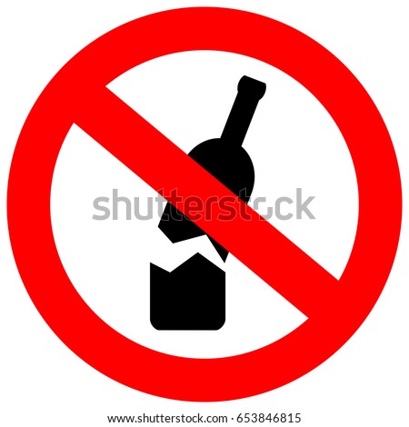 No glass or bottles allowed in this area vector eps sign