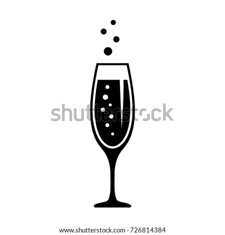 Glass of champagne, celebration concept icon on white background