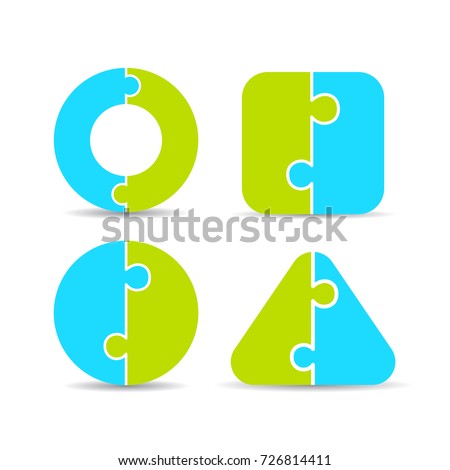 Jigsaw puzzle diagram set vector illustration isolated on white background