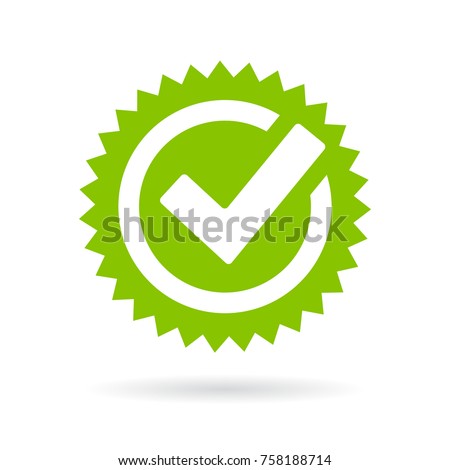 Green approved star sticker vector illustration isolated on white background
