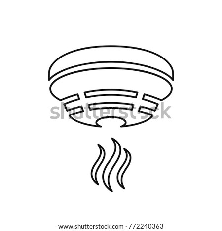 Outline smoke detector icon isolated on white background