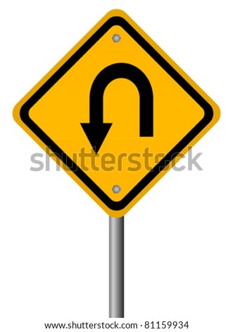 Turn back road sign, vector illustration