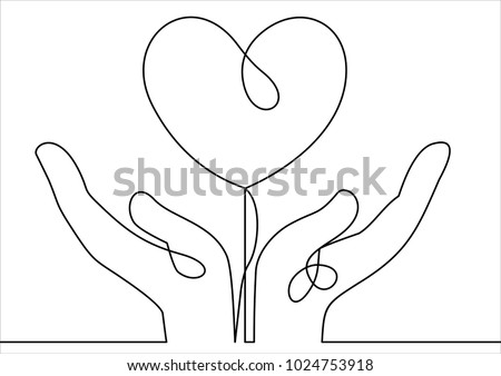 Heart in hand-continuous line drawing