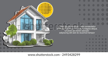 Selling, buying, renting real estate, real estate services. show the house.art collage