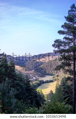 Similar – Image, Stock Photo Looking through the woods to a boat on a lake in the mountains with still reflection