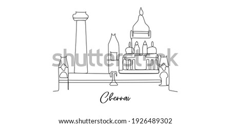 Chennai city in India landmarks skyline - Continuous one line drawing