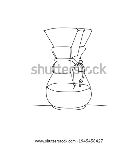 Classic Glass Chemex Coffee Pot V60 Dripper with Wooden Handle Pour Over Coffee Maker Espresso Coffee Drip Kettle Barista Tools - Continuous one line drawing