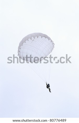 TVER, RUSSIA - JULY 09: An unidentified skydiver lands during the Tver Blue Skies aviation festival on July 09, 2011 in Tver, Russia