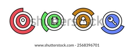 key, lock, file, account, document set button icon