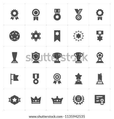 Icon set - trophy and awards filled icon style vector illustration on white background