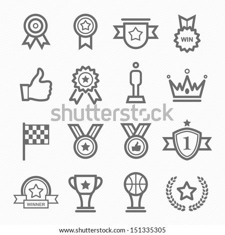 Trophy and prize symbol line icon on white background vector illustration