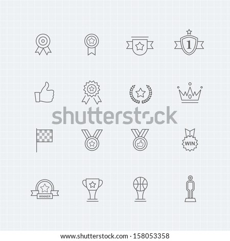 Trophy and prize vector thin line symbol icon 