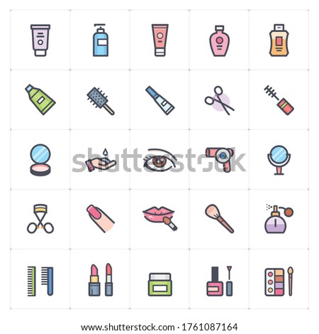 Icon set - Cosmetic and Beauty outline stroke with color vector illustration on white background Zdjęcia stock © 