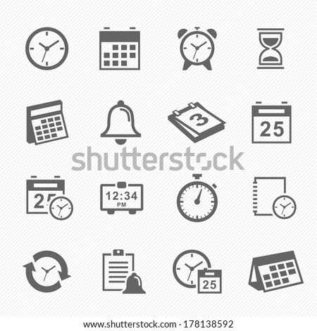 Time and Schedule stroke symbol icons set vector illustration.
