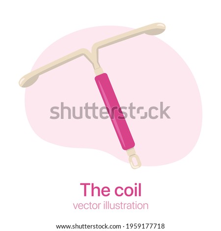 The coil. Women contraception method. Gynecology method of birth control. Vector illustration. 