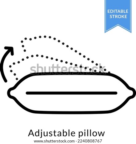 Adjustable camping pillow. Vector icon with editable stroke 