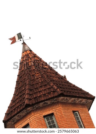 Similar – Image, Stock Photo old roof in crown covering with plain tiles and with an old small skylight / tiled roof