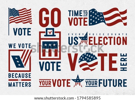 USA Election Motivation Typography And Logos Set. EPS10 vector illustration with transparency.