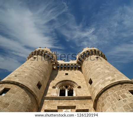 Rhodes Island, Greece, a symbol of Rhodes, of the famous Knights Grand Master Palace (also known as Castello) in the Medieval town of rhodes, a must-visit museum of Rhodes.