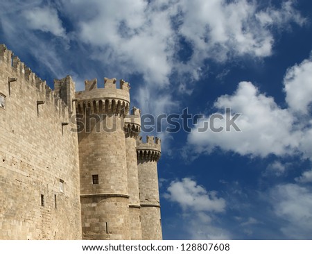 Rhodes Island, Greece, a symbol of Rhodes, of the famous Knights Grand Master Palace (also known as Castello) in the Medieval town of rhodes, a must-visit museum of Rhodes