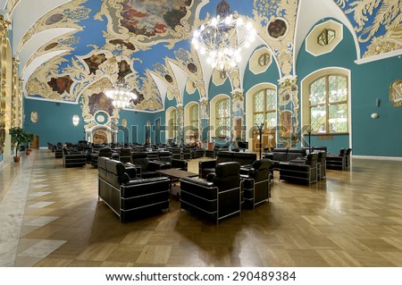 MOSCOW, RUSSIA - JUNE 23, 2015: VIP-hall or a room of higher comfort at Kazansky railway terminal also known as Moscow Kazanskaya railway station.