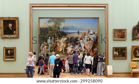 MOSCOW, RUSSIA - JULY, 23 2015:State Tretyakov Gallery is an art gallery in Moscow, Russia- foremost depository of Russian fine art in the world. Gallery\'s history starts in 1856