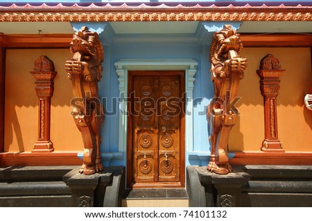 Traditional Hindu temple, gates to the temple, South India, Kerala