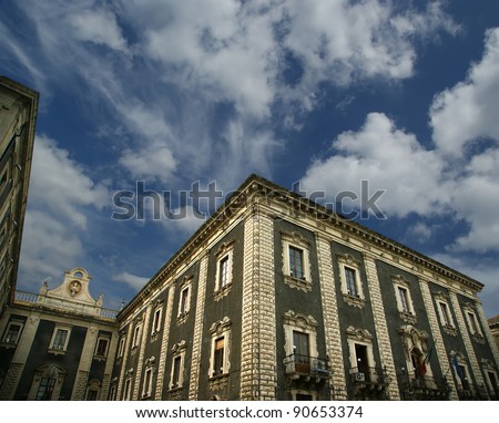 On the streets of Catania. Sicily, southern Italy. Baroque architecture. Unesco world heritage site