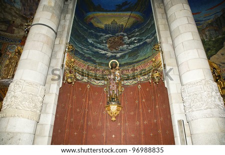 The interior of the Tibidabo church/temple, at the top of tibidabo hill, Barcelona, Spain Foto stock © 