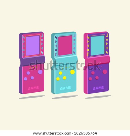 Retro tetris electronic game. Vintage style pocket brick game. Vector illustration.