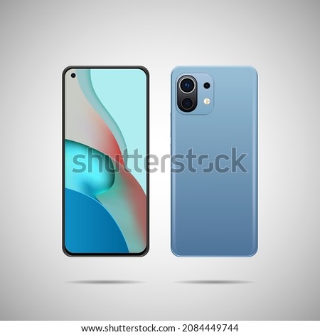Smartphones. front and back view illustration.
