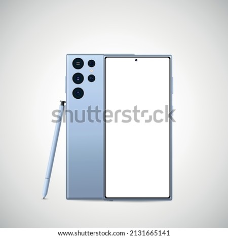 Realistic smartphone with back illustration.