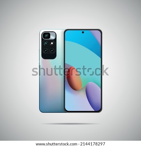 Realistic vector illustration. Front and back side smartphone. 