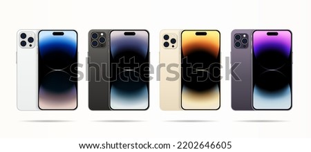 Set of smartphones. Front and back view illustrations. vector 
