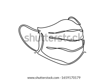 Continuous one line illustratione of Safety breathing Industrial safety N95 or covid-19 and corona virus masks. 