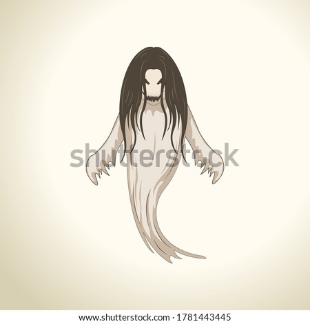 The Ghost of a Woman Dressed in White and Long Hair