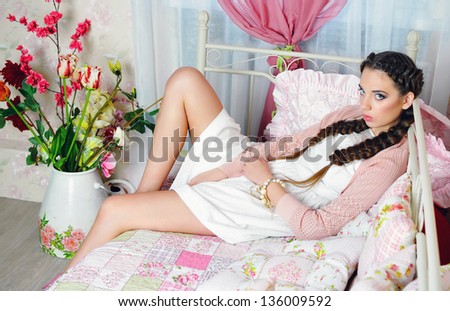 Beautiful woman on the bed