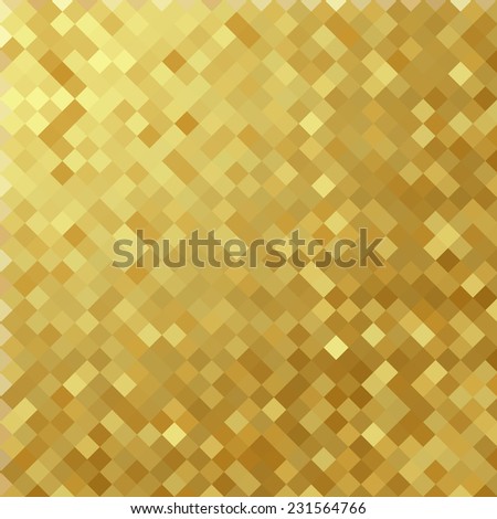 Geometric mosaic gold pixelated background.
