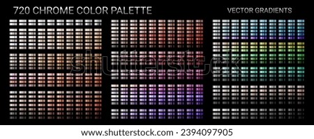 Chrome metal gradients. Color palette vector. Colorful shiny gradients. Silver, gold, bronze, chrome, holographic textures collection. Metallic glossy surface background vector design