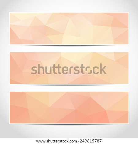 Set of trendy pink banners template or website headers with abstract geometric background. Design illustration