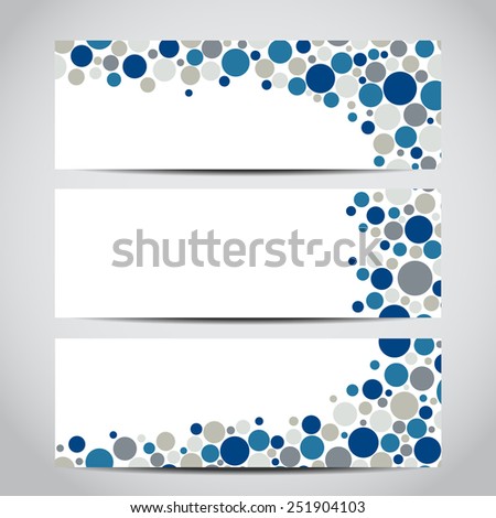 Set of dotted banners template or website headers with abstract geometric background. Design illustration
