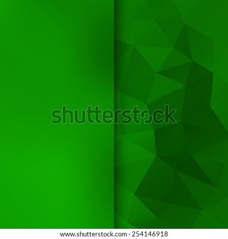 Banner design. Abstract template background with green triangle shapes.
