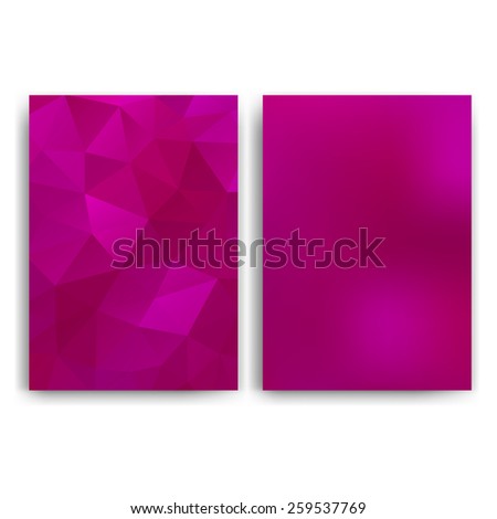 Flyer design templates. Set of pink A4 brochure design templates with geometric triangular modern backgrounds.