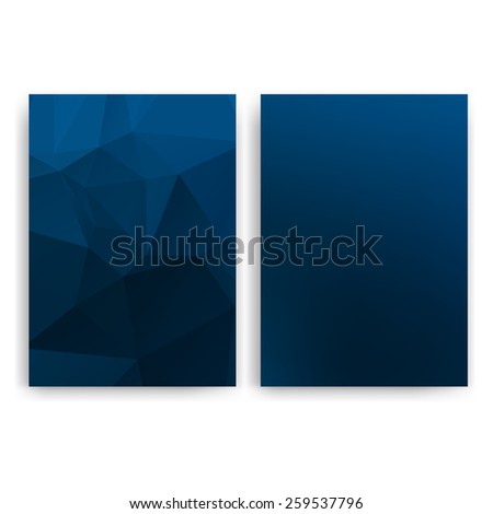 Flyer design templates. Set of blue A4 brochure design templates with geometric triangular modern backgrounds.