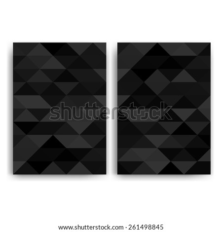 Flyer design templates. Set of black A4 brochure design templates with geometric abstract modern lights backgrounds.