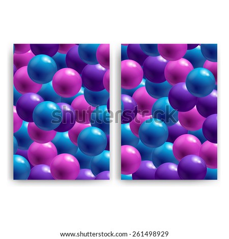 Flyer design templates. Set of colorful A4 brochure design templates with ballons backgrounds.