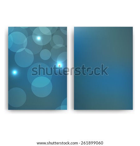 Flyer design templates. Set of blue A4 brochure design templates with abstract modern bokeh lights backgrounds.