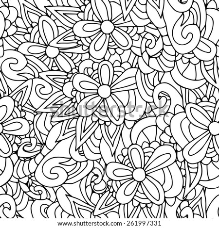 Ornamental Seamless pattern with flowers, floral illustration in vintage style. Textile design. Endless texture can be used for wallpaper, pattern fills, web page background, textures.