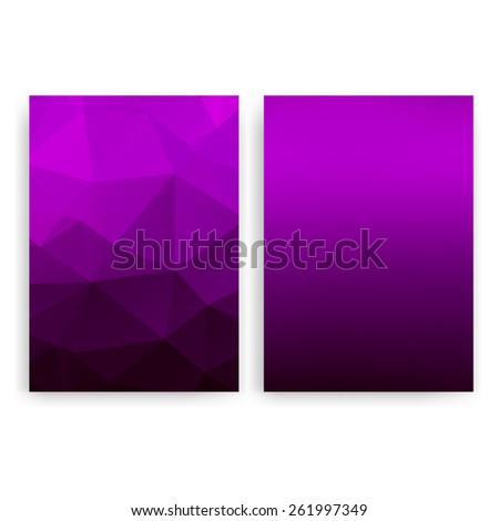 Flyer design templates. Set of purple A4 brochure design templates with geometric abstract modern lights backgrounds.